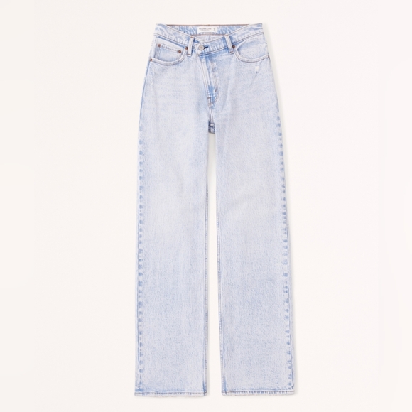 NWT Abercrombie & Fitch 90s Relaxed High Rise Jeans with Criss Cross Waistband - Picture 3 of 11